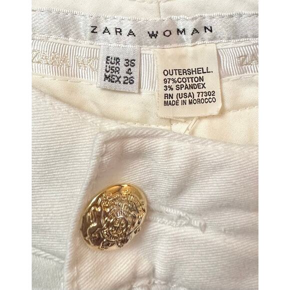 2/$15 Zara Rope Tie Shorts White Gold Accent Chino Low-Rise Size 4 - Picture 5 of 7